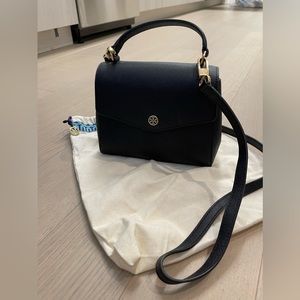 Tory Burch black top handle crossbody with removable leather strap
